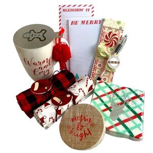 Christmas Holiday Themed Lot of Small Gifts Mug Notepads Towels Napkins NWT